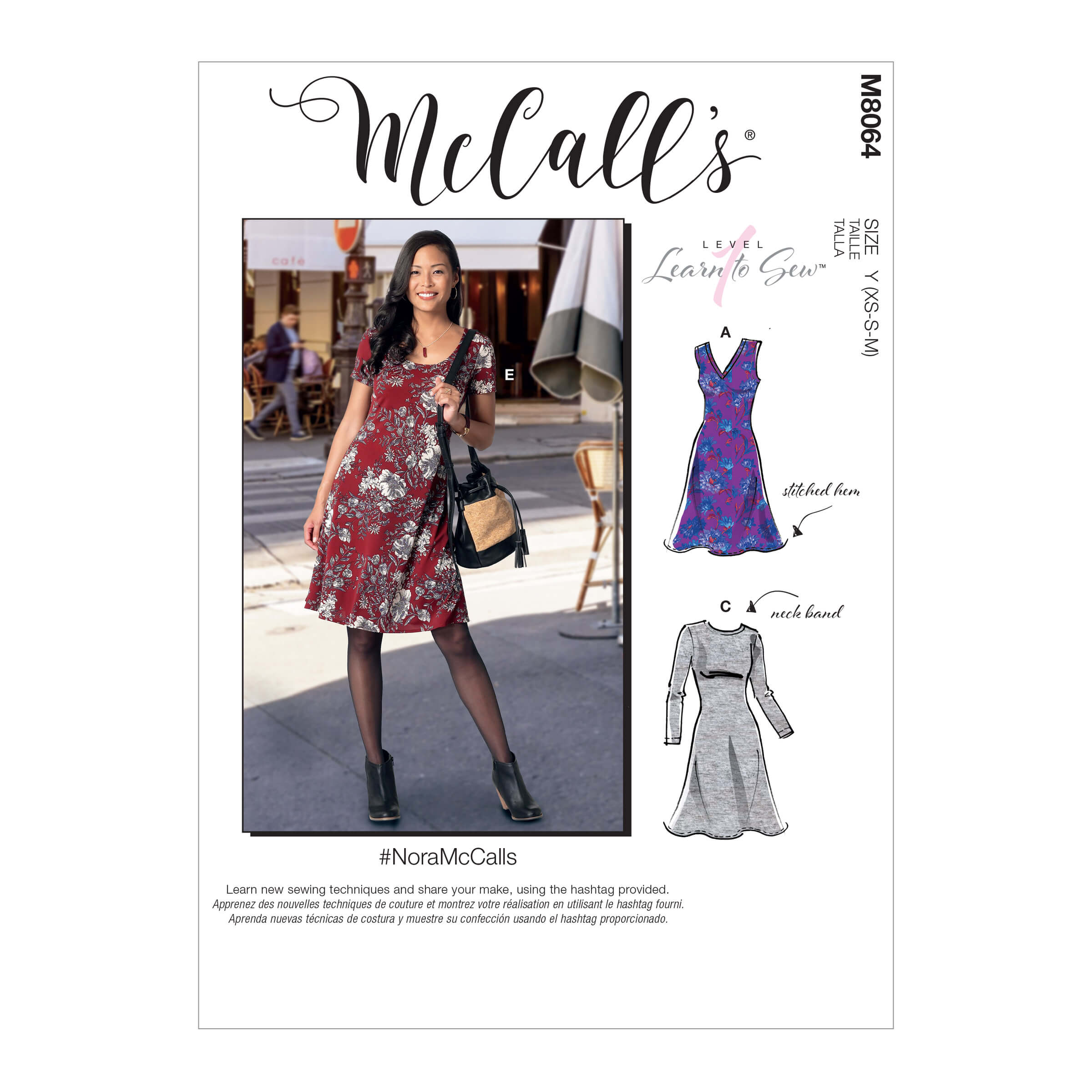 McCall's M8064 Misses' Knit Dresses with V, Crew or Scoop Necklines #NoraMcCalls