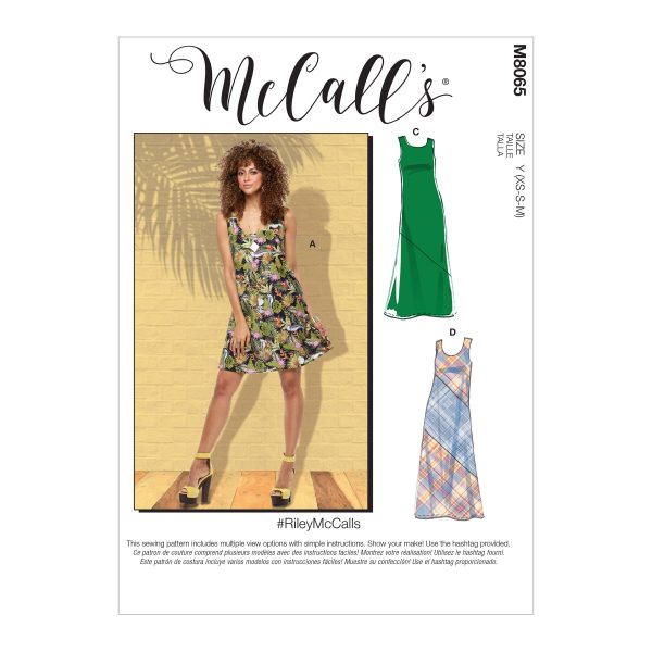 McCall's M8065 Misses' Pullover Bias-Cut Tank and Short-Sleeve Dresses #RileyMcCalls