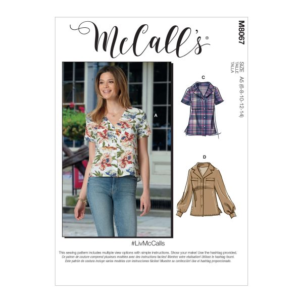 McCall's M8067 Misses' Button-Front Tops with Collar and Sleeve Options #LivMcCalls