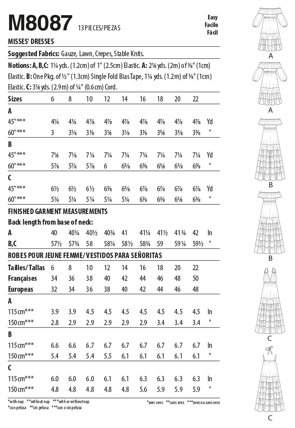 McCall's Sewing Pattern M8087 Misses' Dress