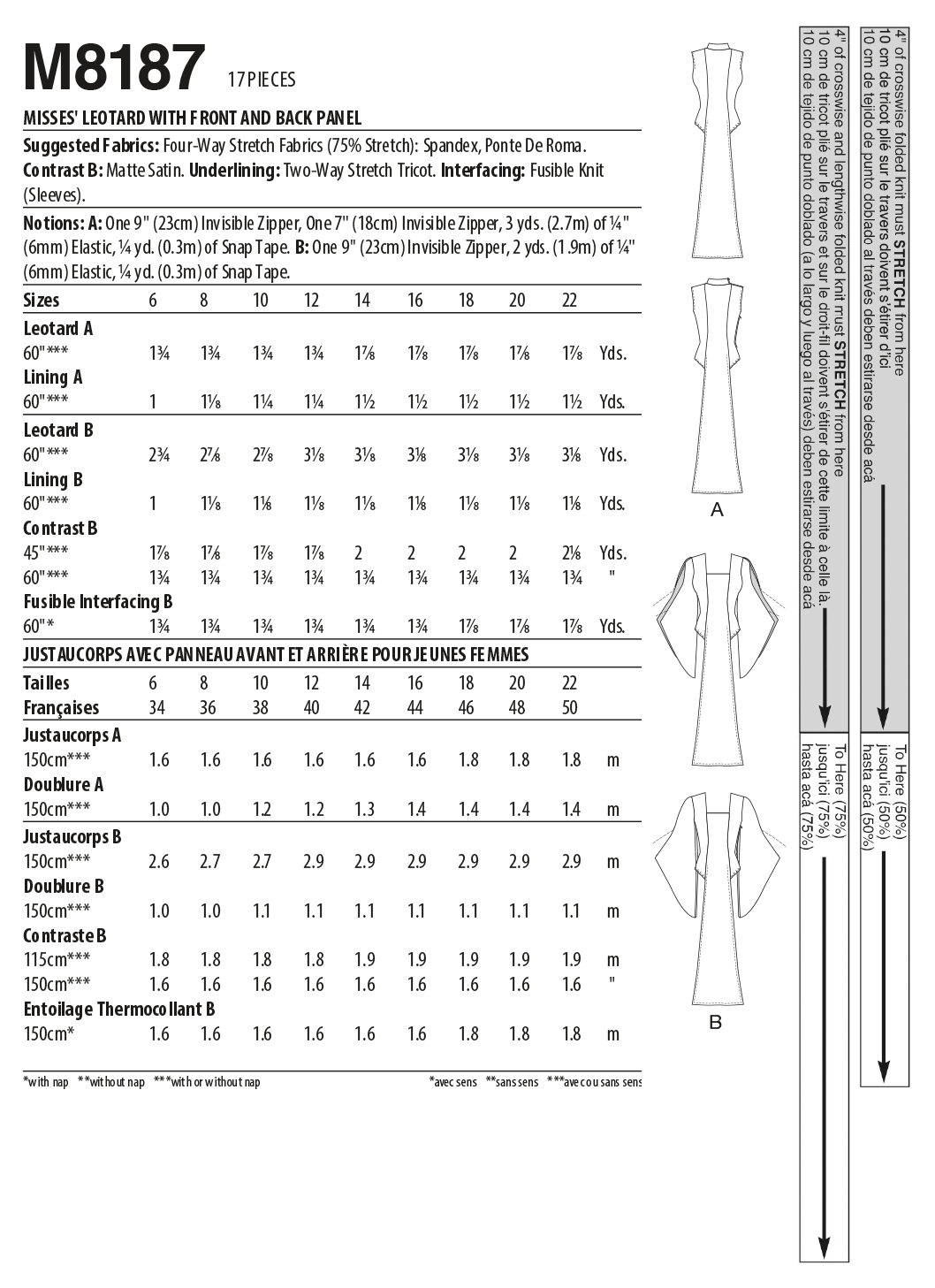McCall's Sewing Pattern M8187 Misses' Leotard YaYa Han