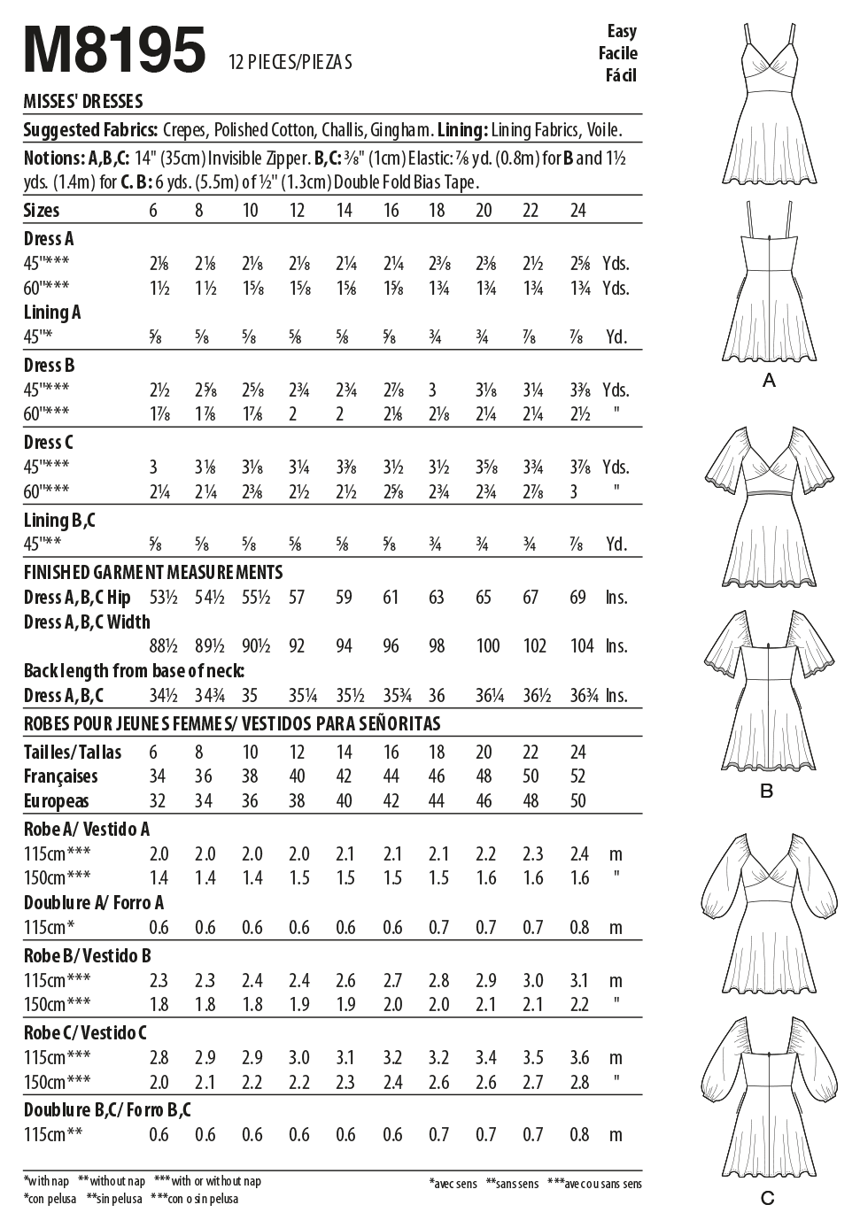 McCall's Sewing Pattern M8195 Misses' Dresses