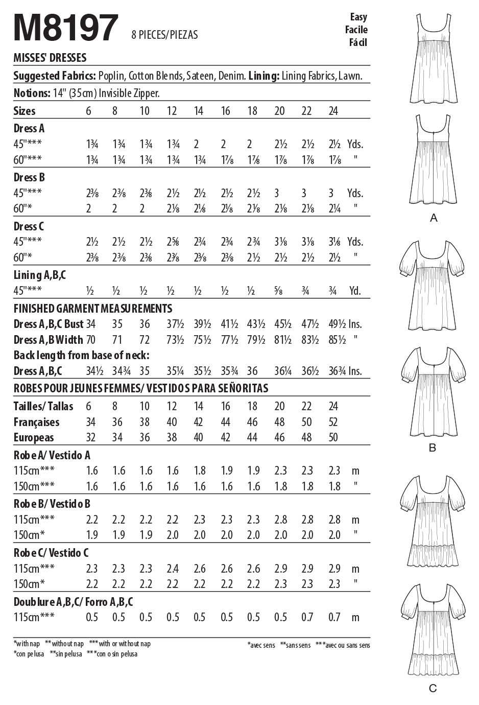 McCall's Sewing Pattern M8197 Misses' Dresses
