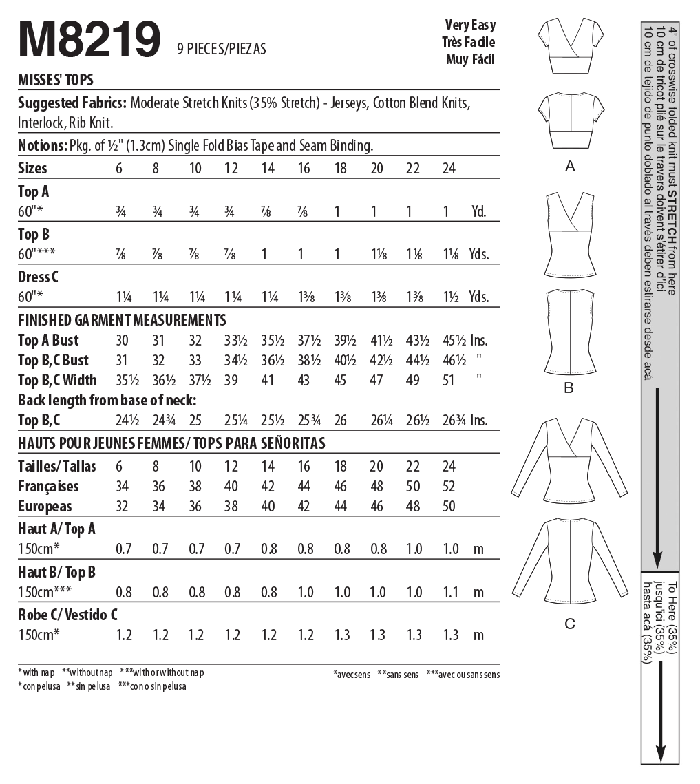 McCall's Sewing Pattern M8219 Misses' Top