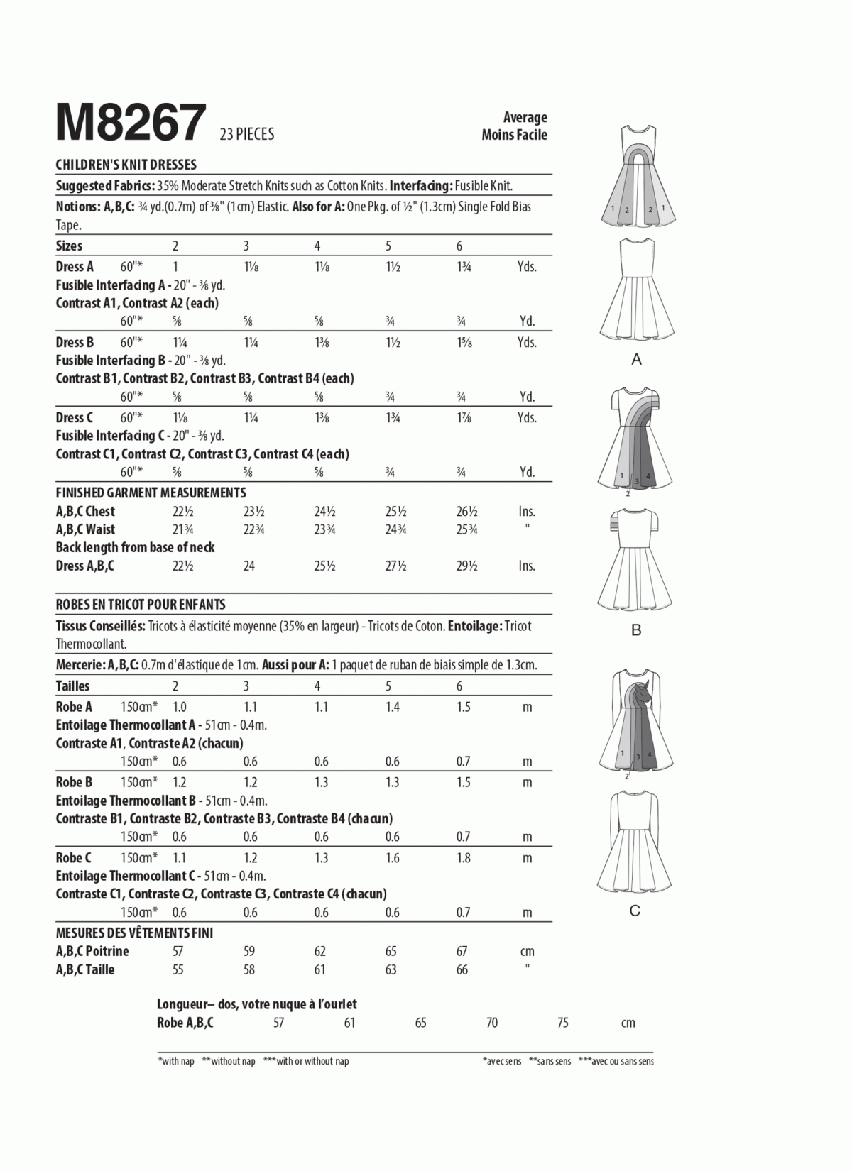 McCall's Sewing Pattern M8267 Children's Knit Dresses