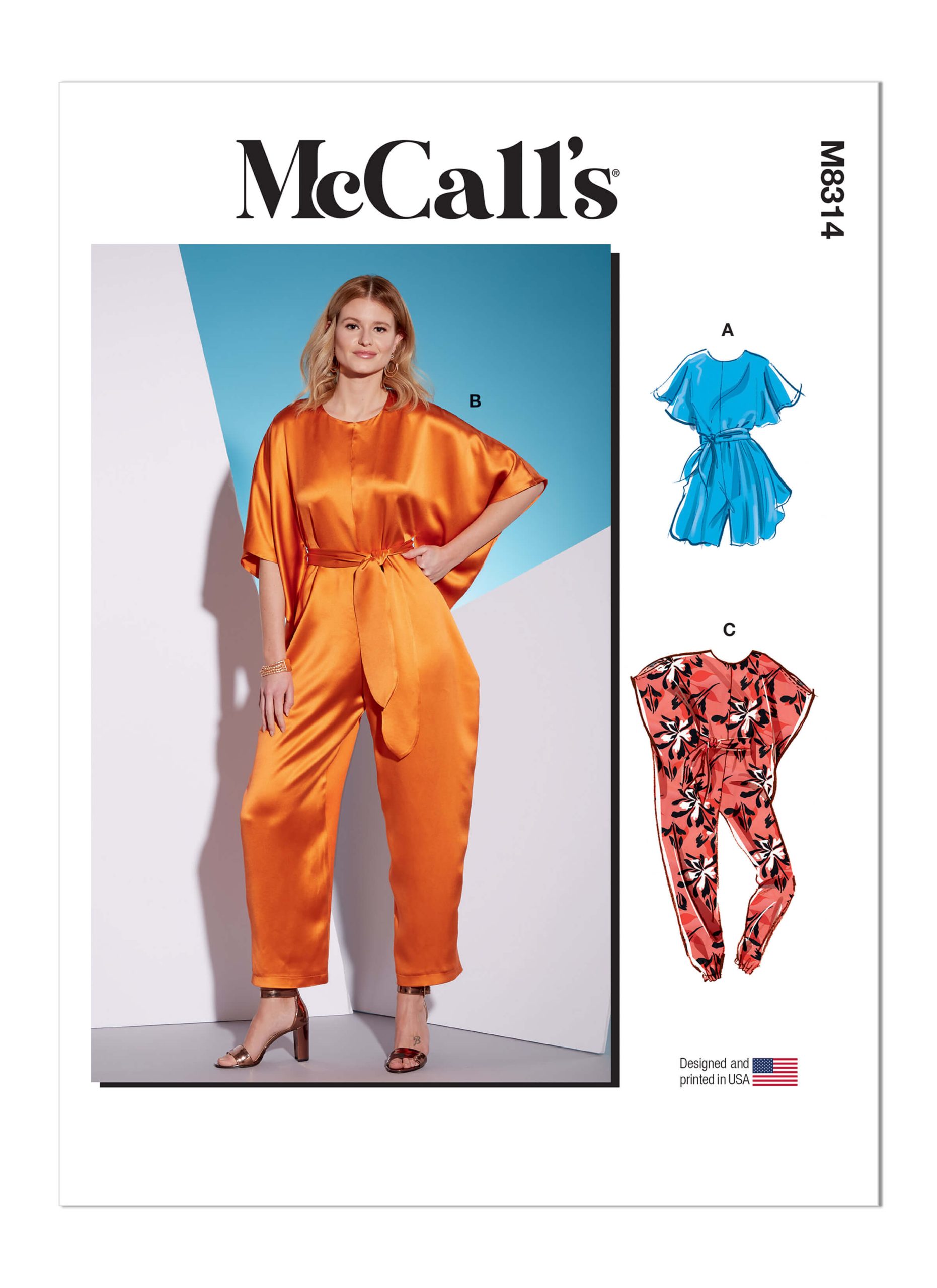 McCall's Sewing Pattern M8314 Misses' Romper, Jumpsuits and Sash