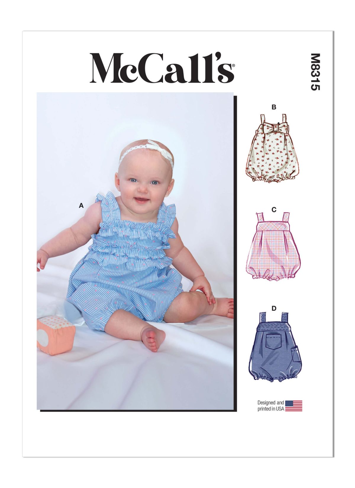 McCall's Sewing Pattern M8315 Infants' Rompers