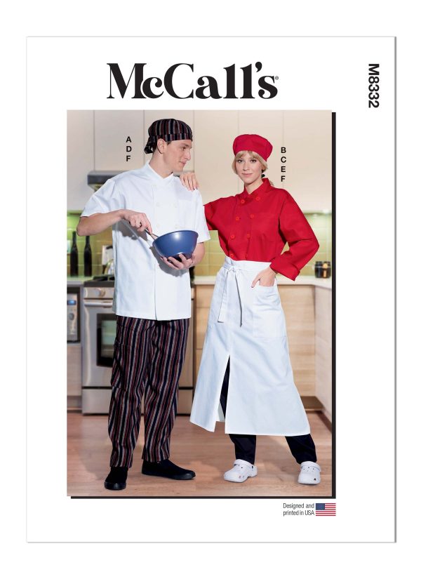 McCall's Sewing Pattern M8332 Misses' and Men's Chef Jacket, Trousers, Apron and Cap