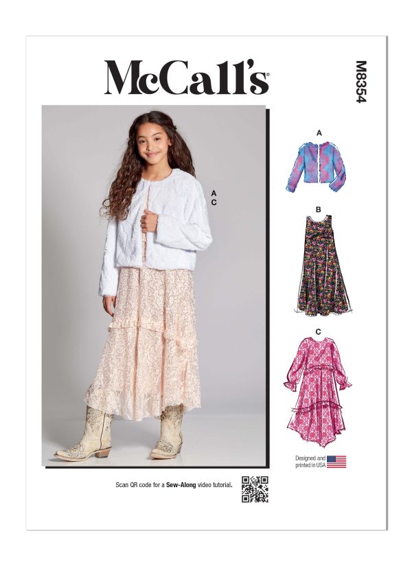 McCall's Sewing Pattern M8354 Girls' Dress, Slip Dress and Jacket