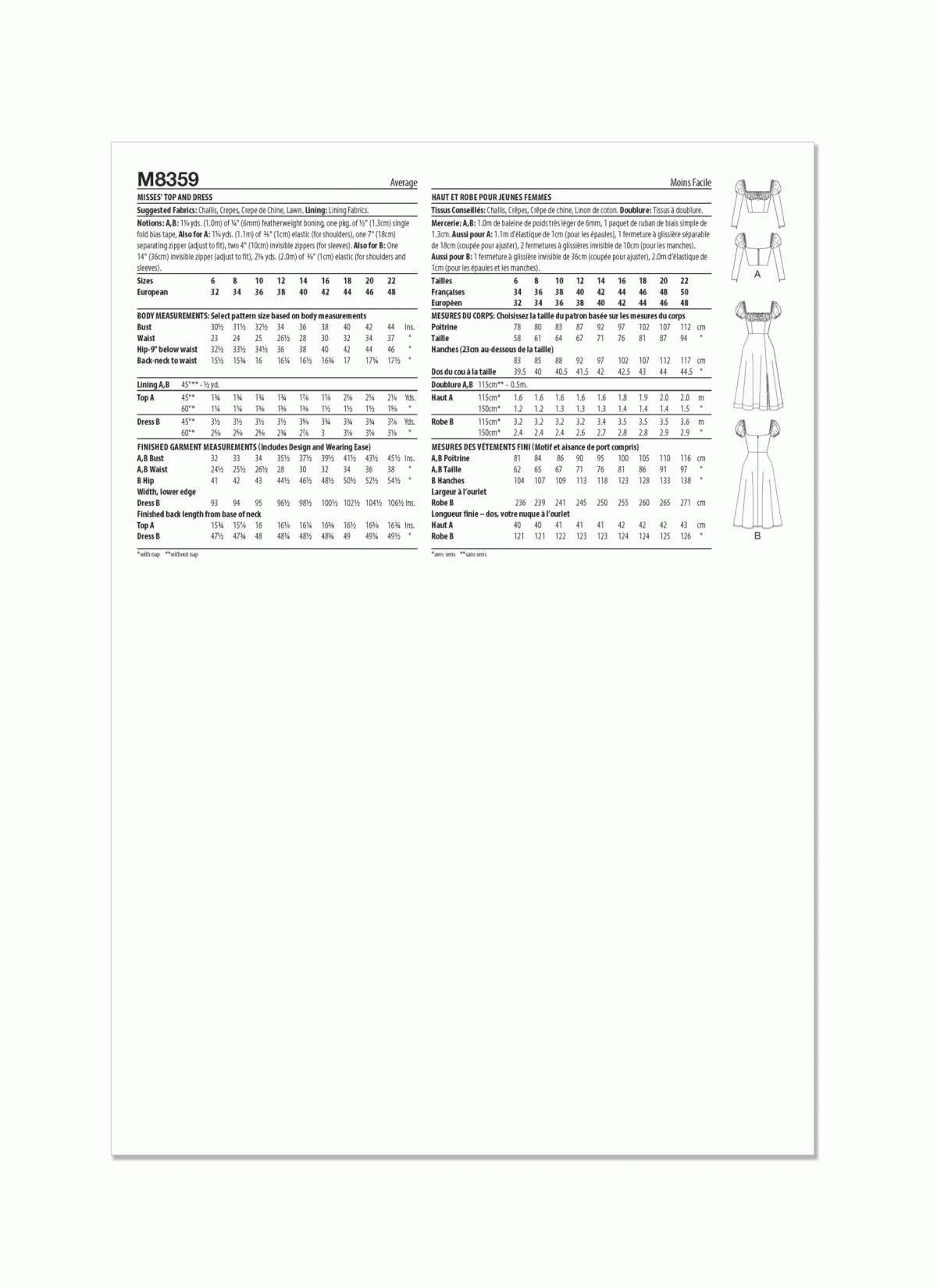 McCall's Sewing Pattern M8359 Misses' Top and Dress by Brandi Joan