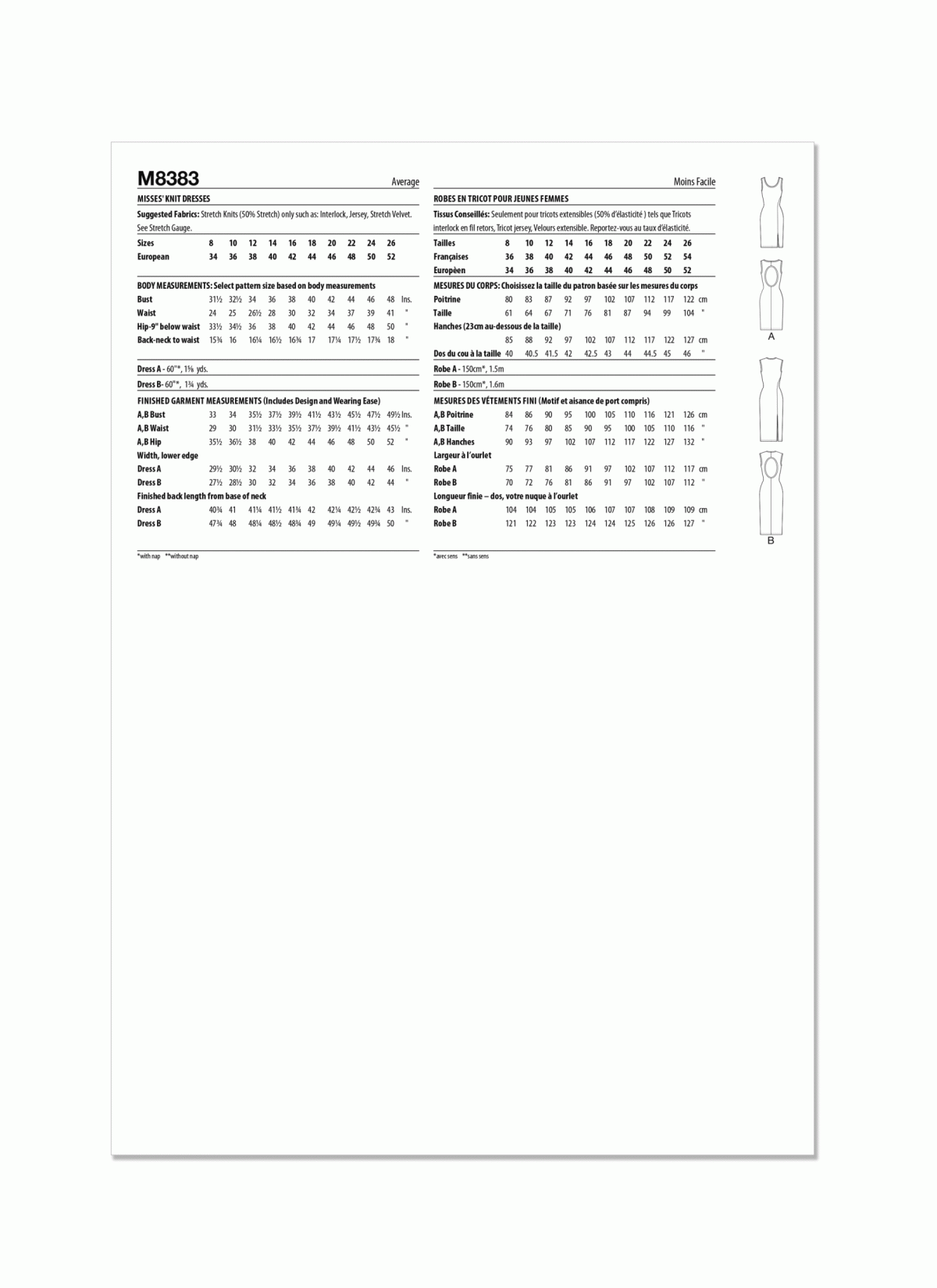 McCall's Sewing Pattern M8383 Misses' Knit Dresses by Brandi Joan