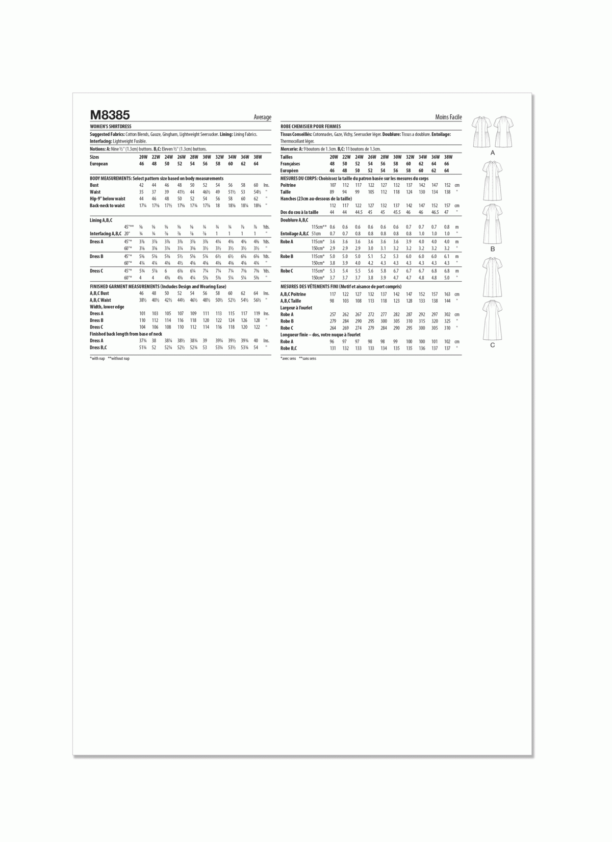 McCall's Sewing Pattern M8385 Women's Shirtdress