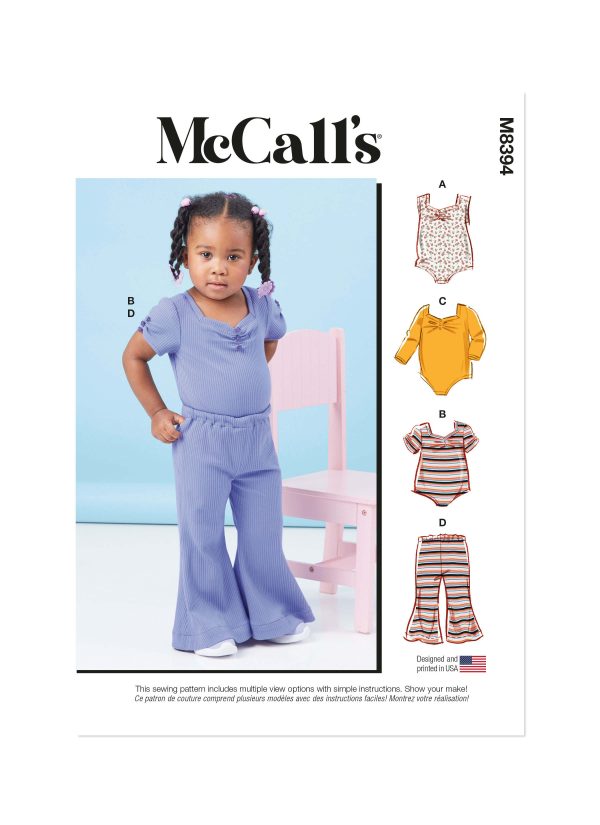 McCall's Sewing Pattern M8394 Toddlers' Knit Bodysuits and Trousers