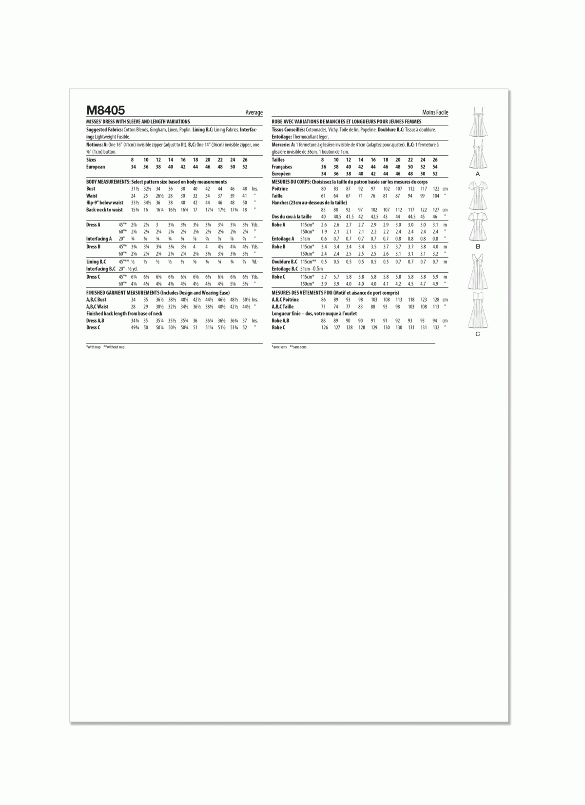 McCall's Sewing Pattern M8405 Misses' Dress