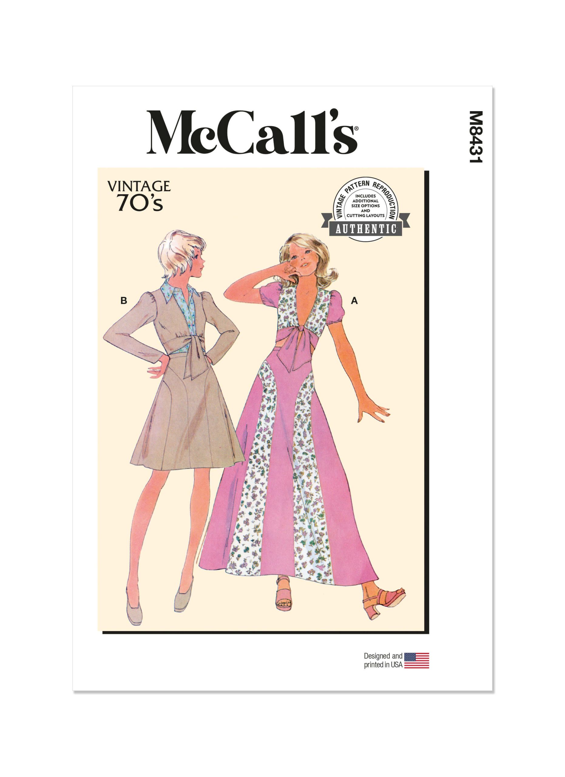 McCall's Sewing Pattern M8431 Vintage Misses' Top and Skirt