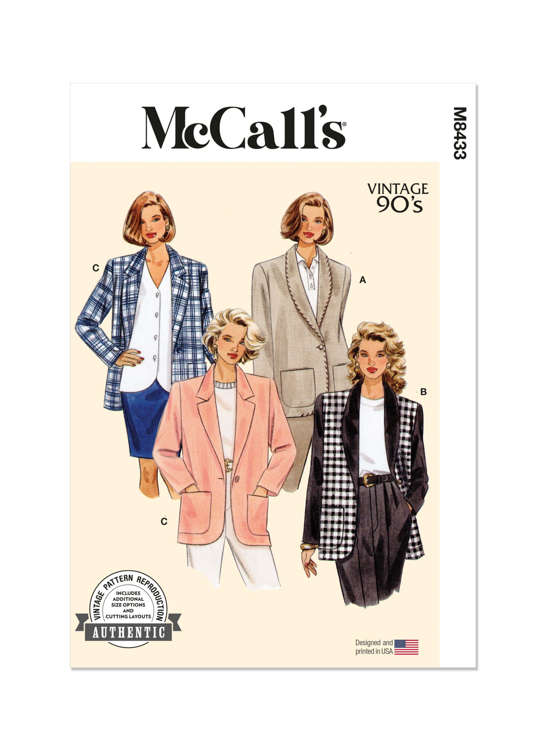 McCall's Sewing Pattern M8433 Vintage Misses' Jacket