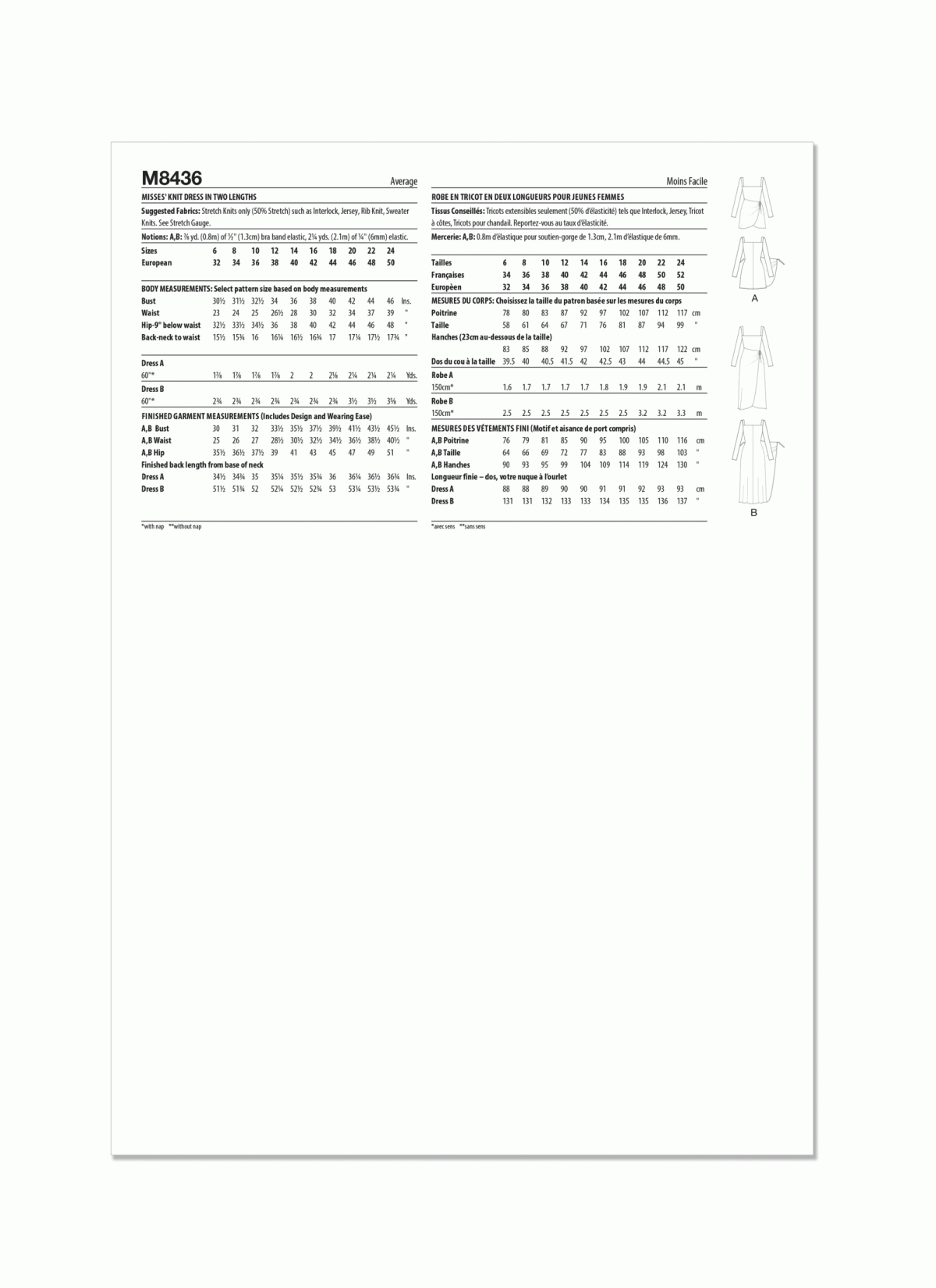 McCall's Sewing Pattern M8436 Misses Knit Dress in Two Lengths by Brandi Joan