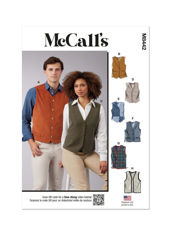 McCall's Sewing Pattern M8442 Misses' and Men's Lined Waistcoat
