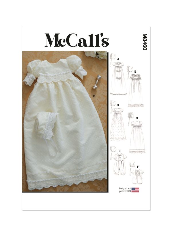 McCall's Sewing Pattern M8460 McCall's Sewing Pattern M8460 Infant's Christening Gown, Romper and Bonnet
