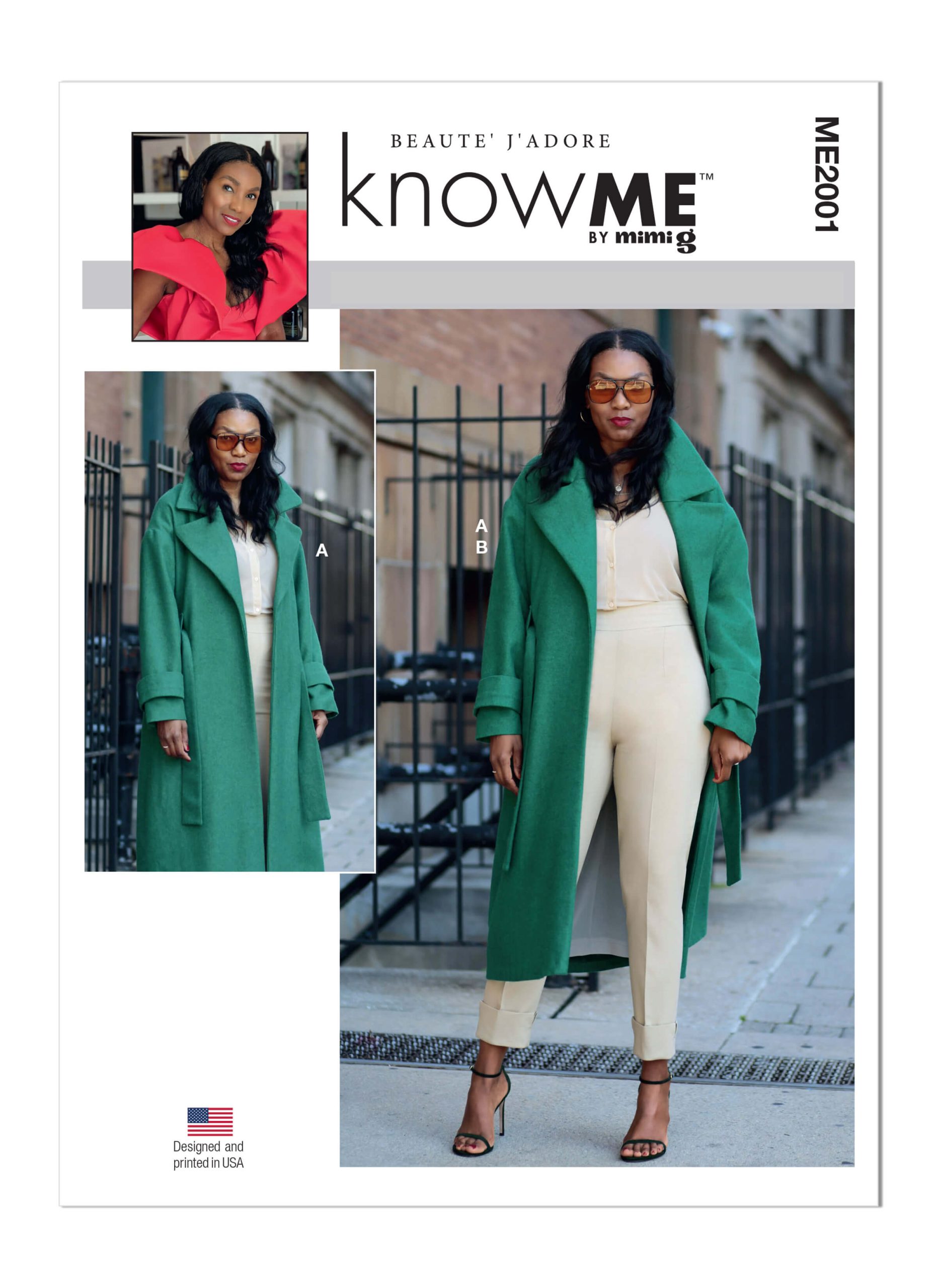 Know Me Sewing Pattern ME2001 Misses' and Women's Coat and Trousers by Beaute' J'adore