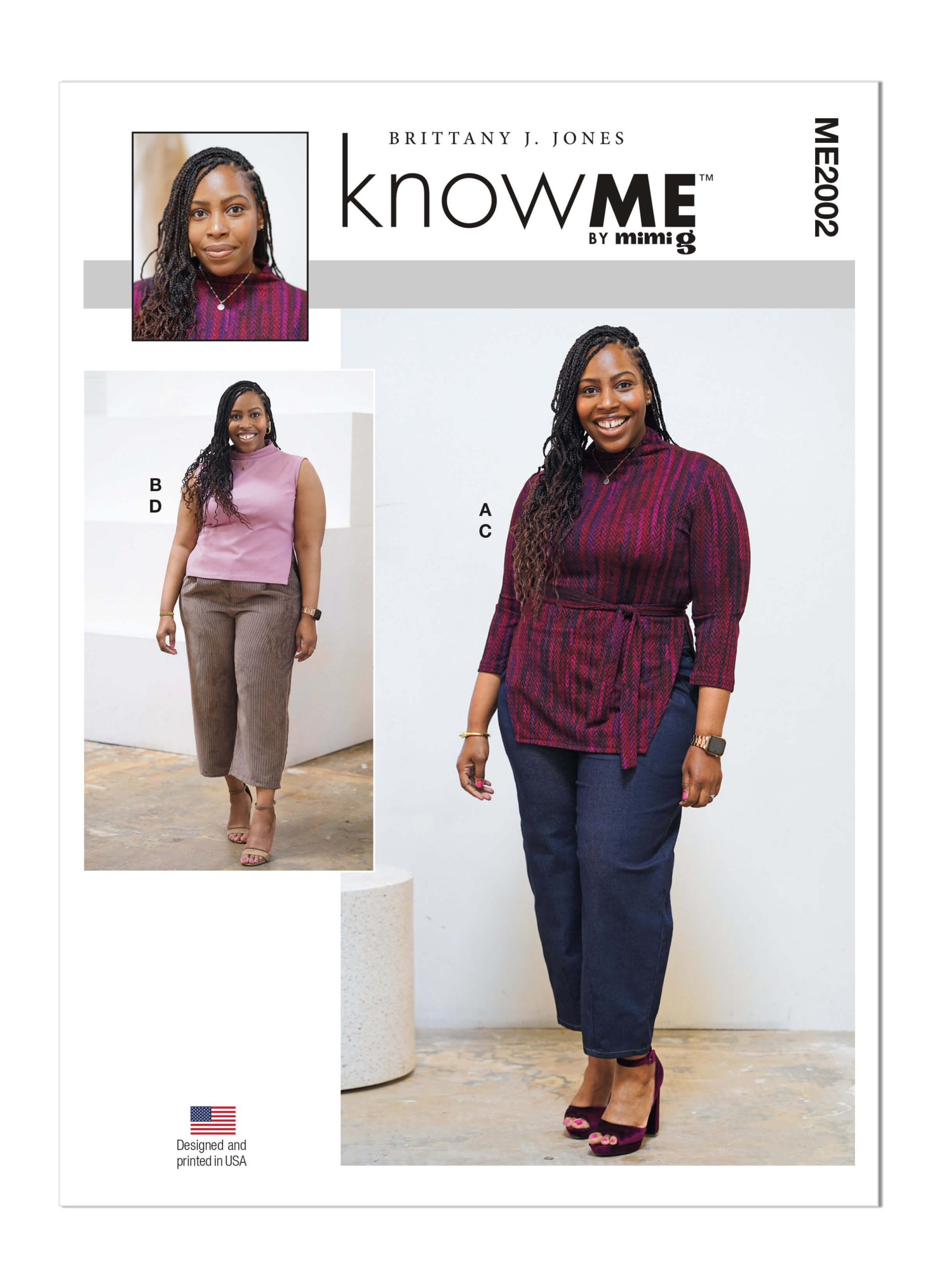 Know Me Sewing Pattern ME2002 Misses' and Women's Knit Tops and Jeans by Brittany J. Jones