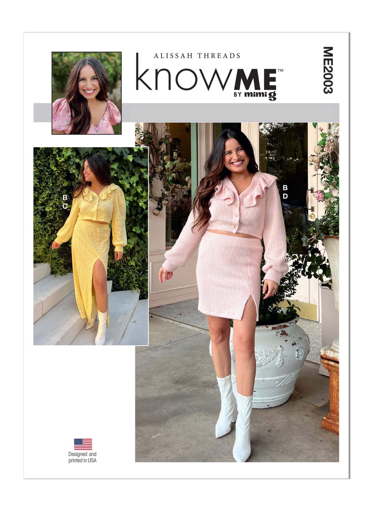Know Me Sewing Pattern ME2003 Misses' Knit Cardigan and Skirt by Alissah Threads