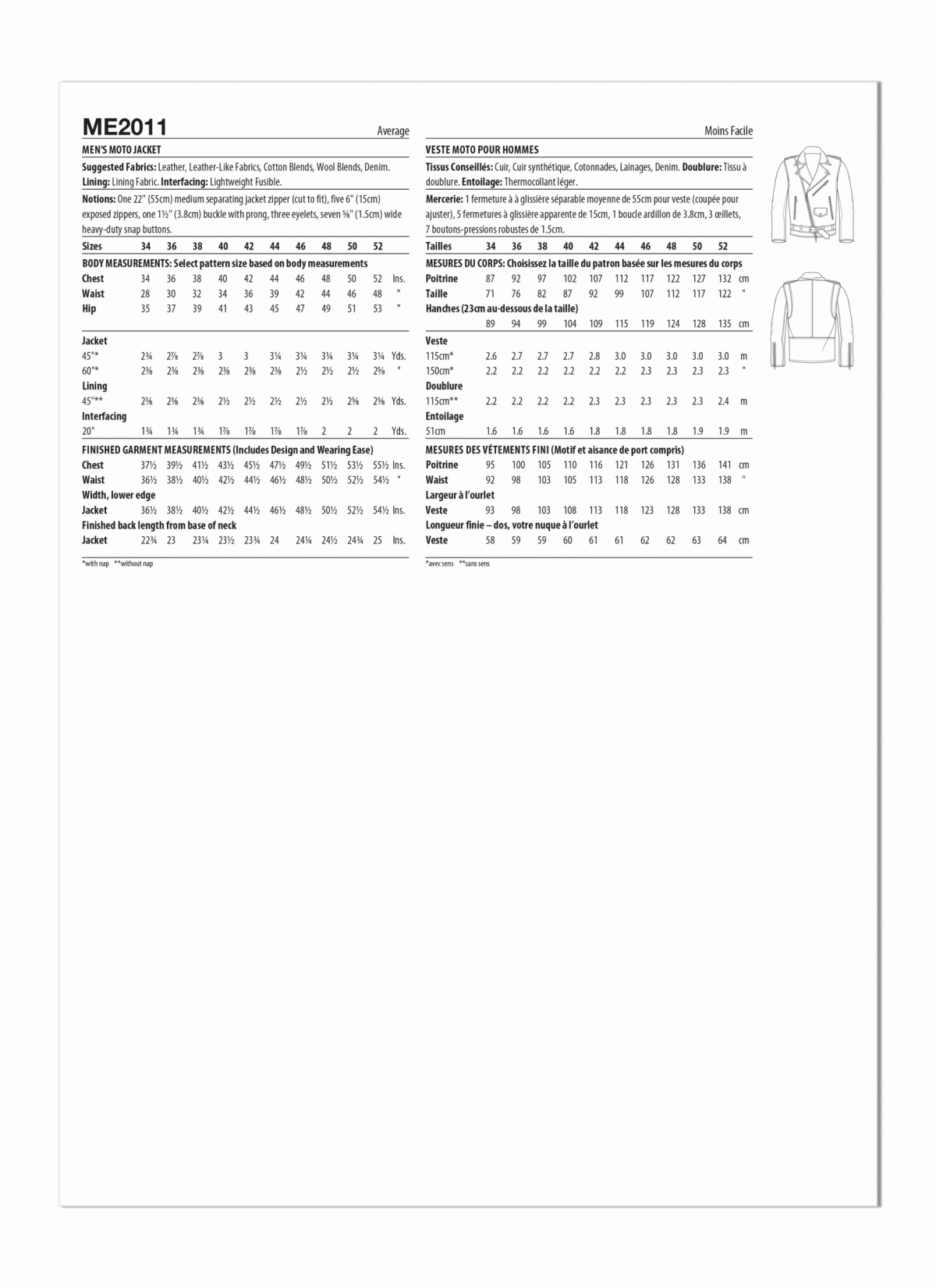 Know Me Sewing Pattern ME2011 Men's Moto Jacket by Norris Dánta Ford