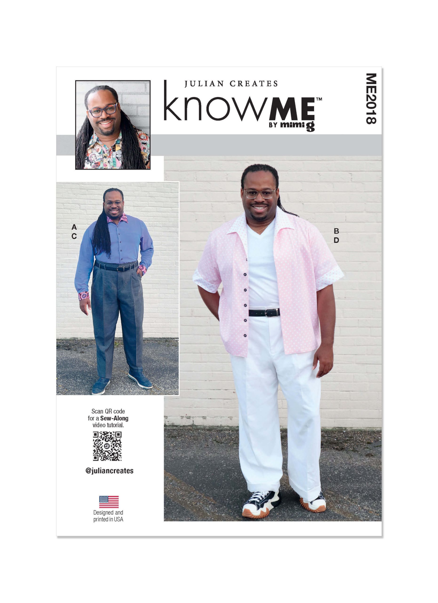 Know Me Sewing Pattern ME2018 Men's Shirt and Trousers by Julian Creates
