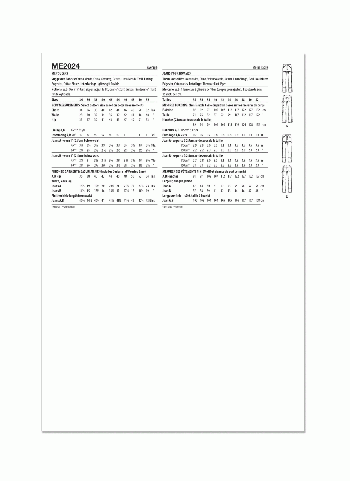Know Me Sewing PatternME2024 Men's Jeans by Norris Dánta Ford