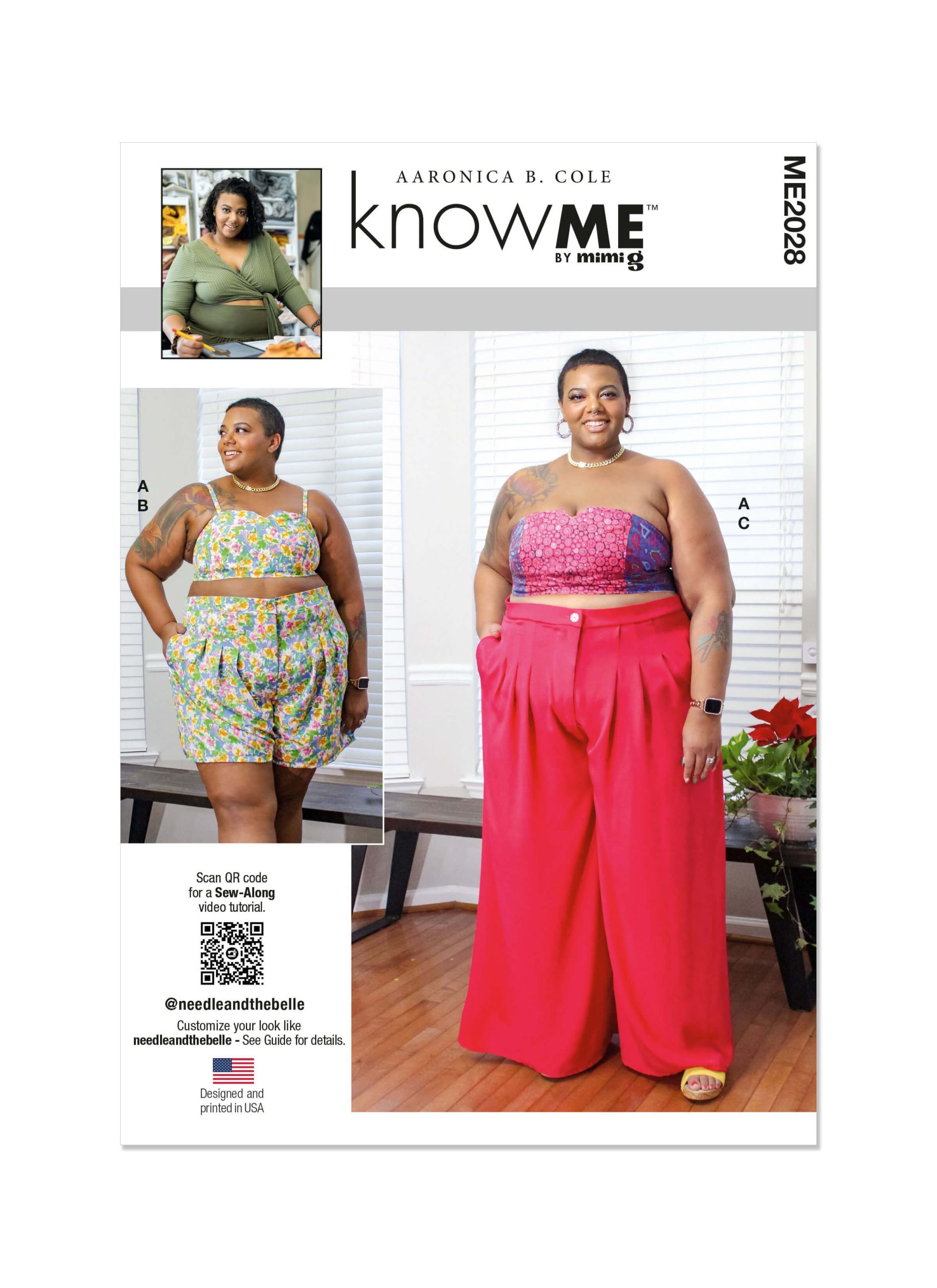 Know Me Sewing Pattern ME2028 Women's Crop Top, Shorts and Trousers by Aaronica B. Cole