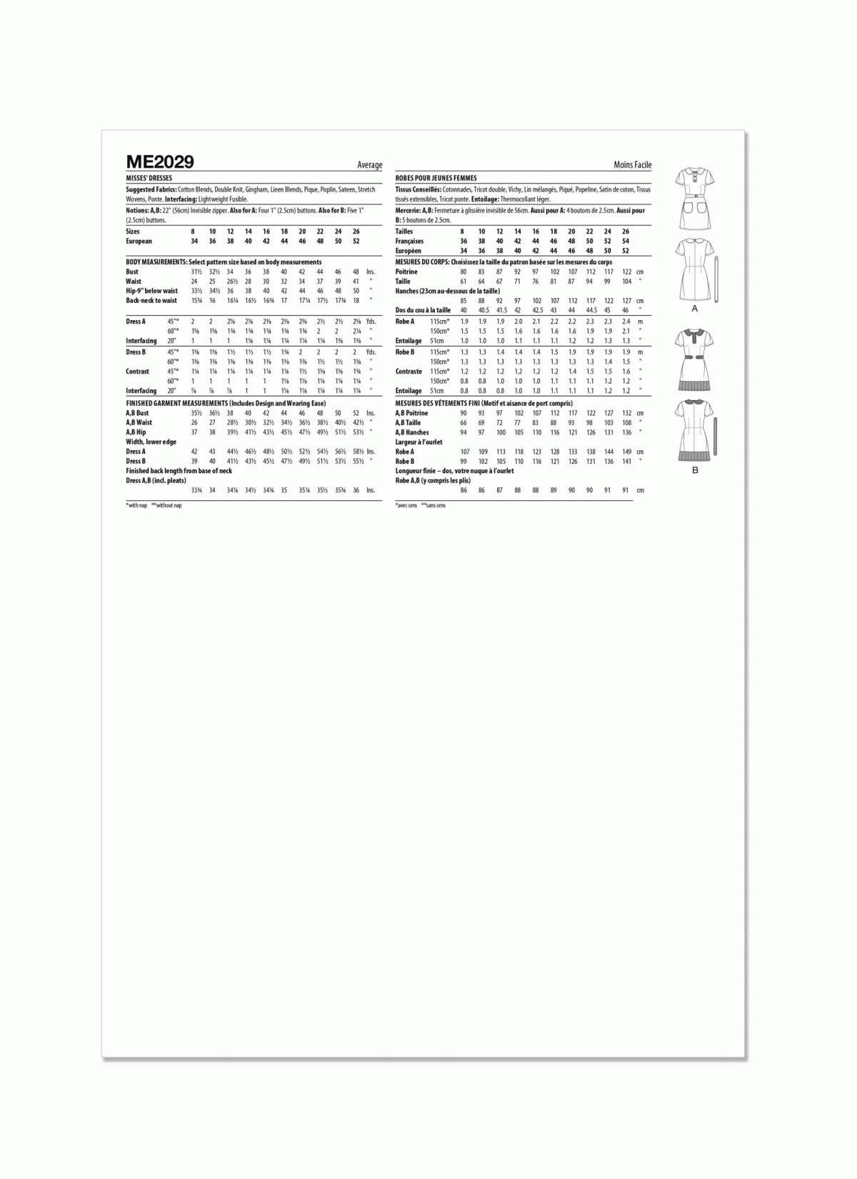 Know Me Sewing Pattern ME2029 Misses' Dresses