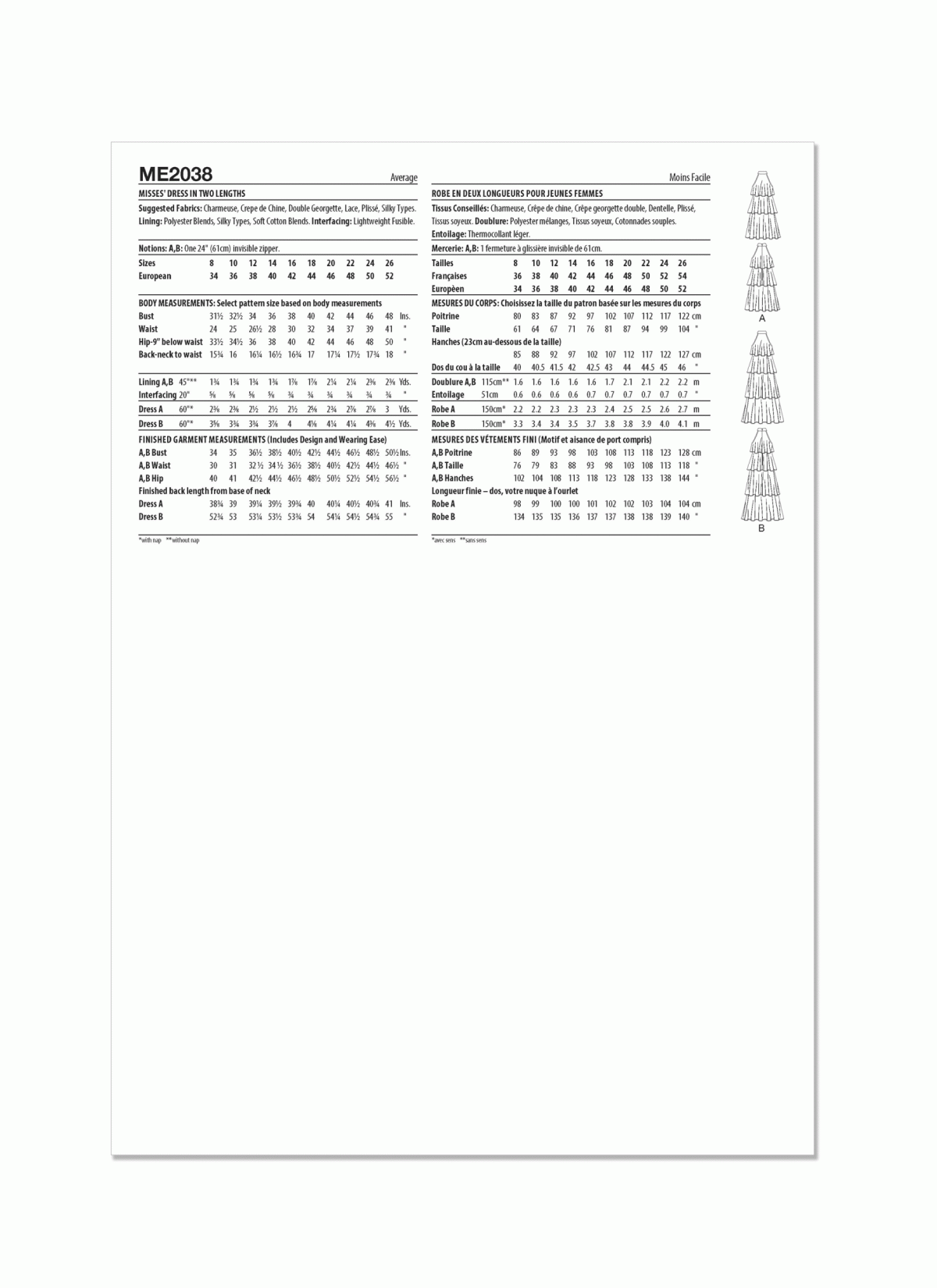 Know Me Sewing Pattern ME2038 Misses' Dress In Two Lengths