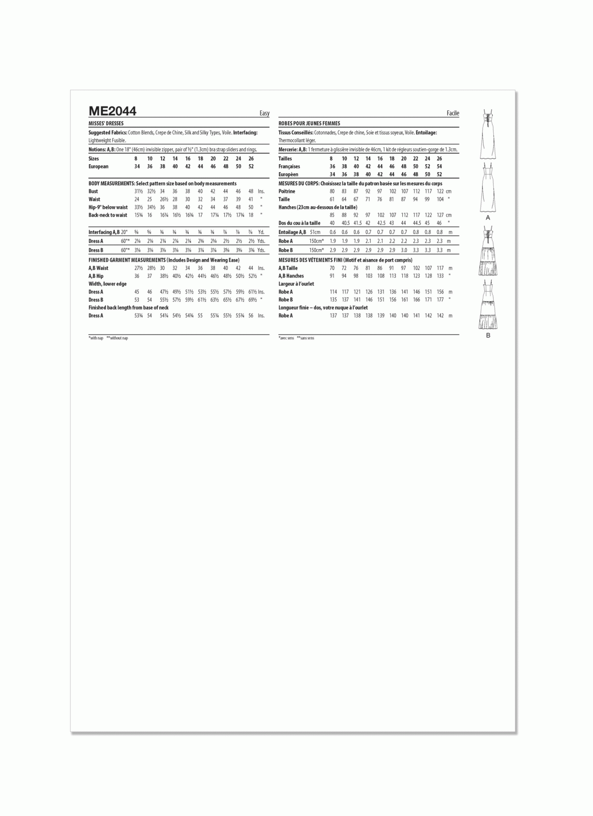 Know Me Sewing Pattern ME2044 Misses' Dresses
