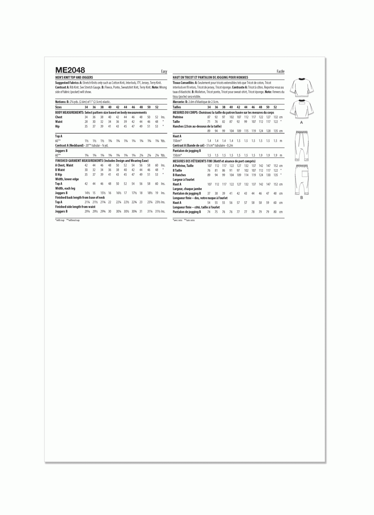 Know Me Sewing Pattern ME2048 Knit Top and Joggers