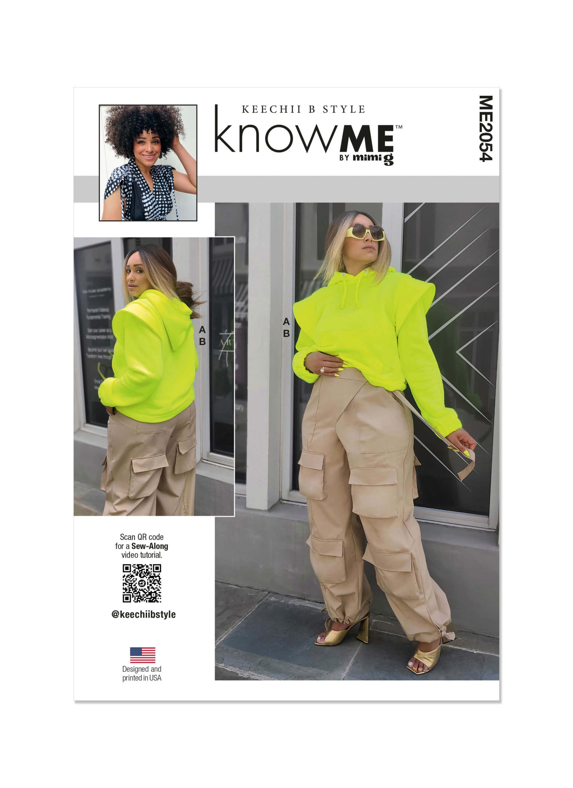 Know Me Sewing Pattern ME2054 Misses' and Women's Sweatshirt and Cargo Trousers by Keechii B Style