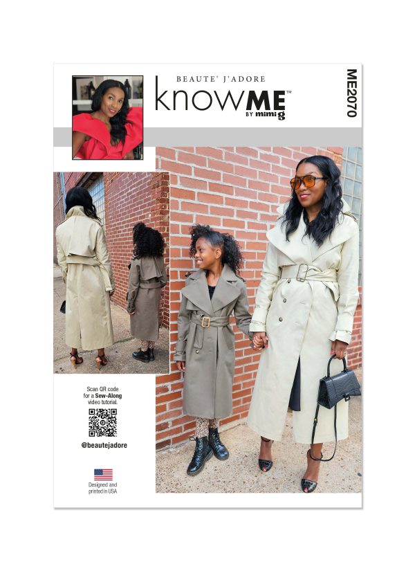 Know Me Sewing Pattern ME2070 Girl's and Misses' Trench Coat by Beaute' J'Adore