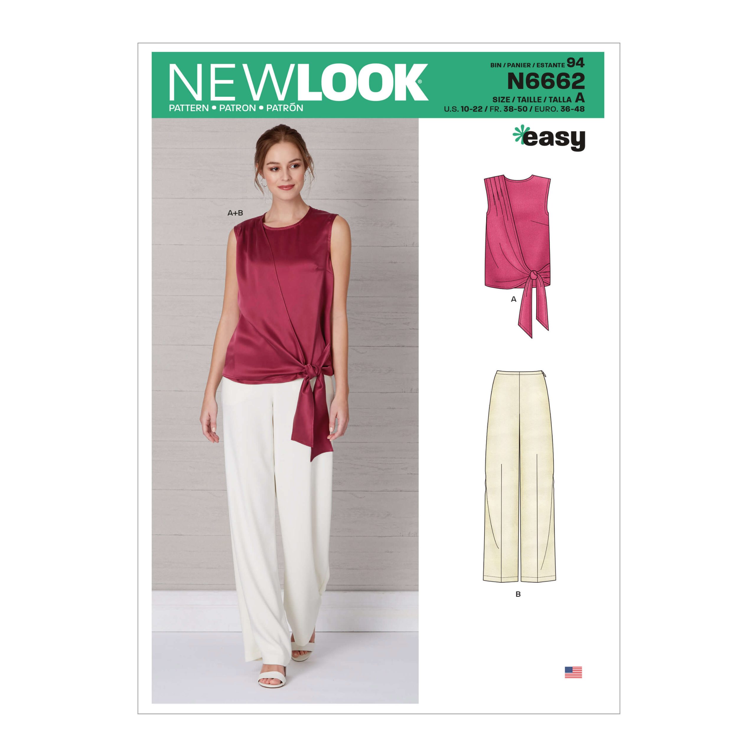 New Look Sewing Pattern N6662 Misses' Drape Top & Wide-Leg Trousers