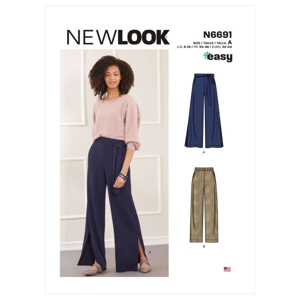 New Look Sewing Pattern N6691 Misses'Trousers straight or flared leg.
