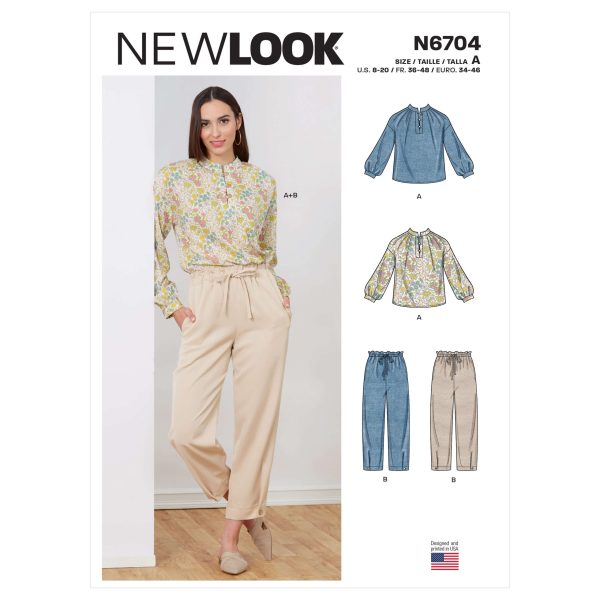 New Look Sewing Pattern N6704 Misses' Top and Pull-On Trousers