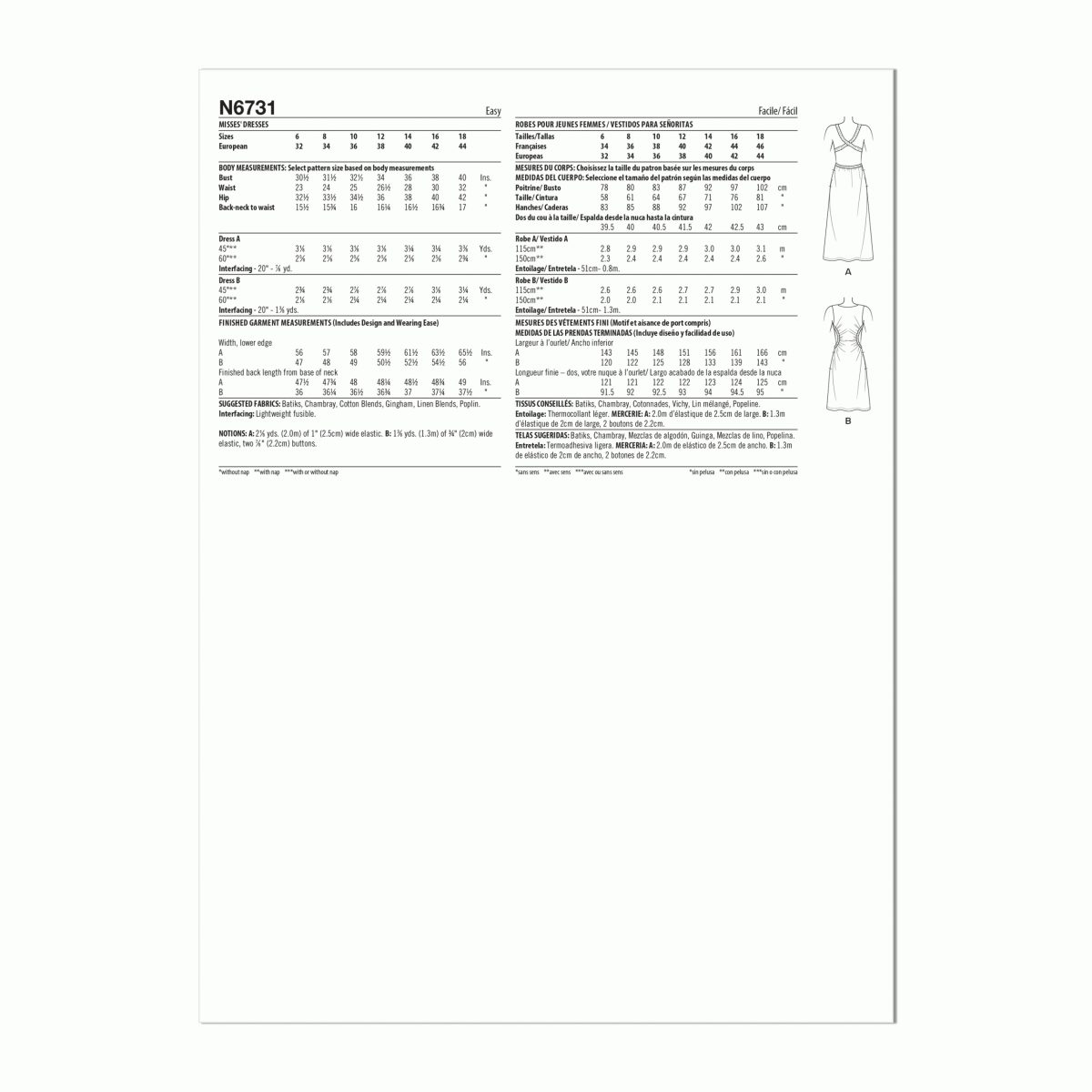 New Look Sewing Pattern N6731 Misses' Dresses