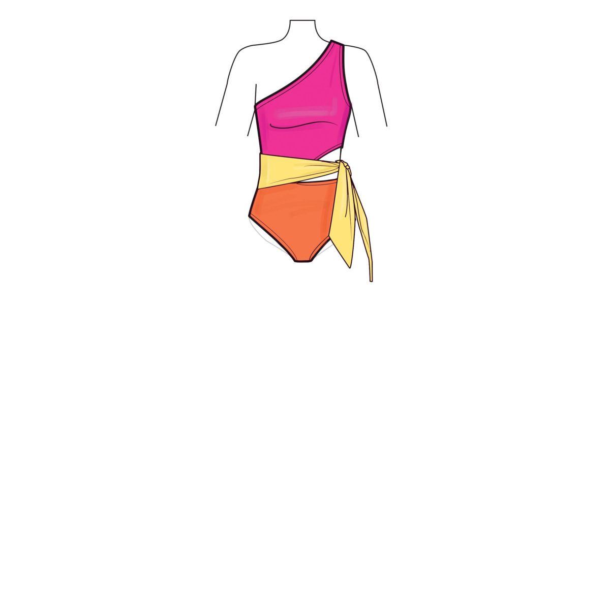 New Look Sewing Pattern N6734 Misses' Swimsuit and Wrap Skirt