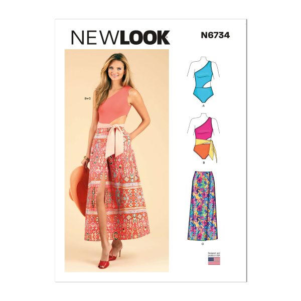New Look Sewing Pattern N6734 Misses' Swimsuit and Wrap Skirt