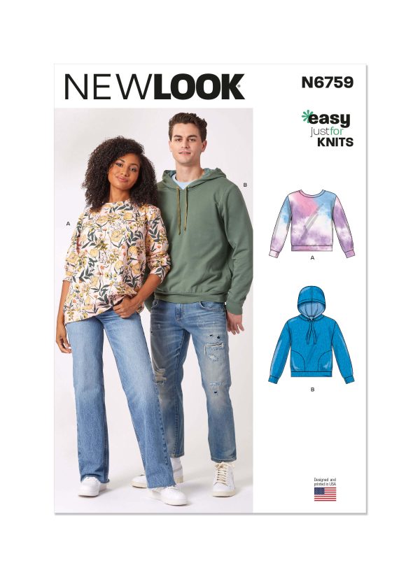 New Look Sewing Pattern N6759 Misses' and Men's Sweatshirts