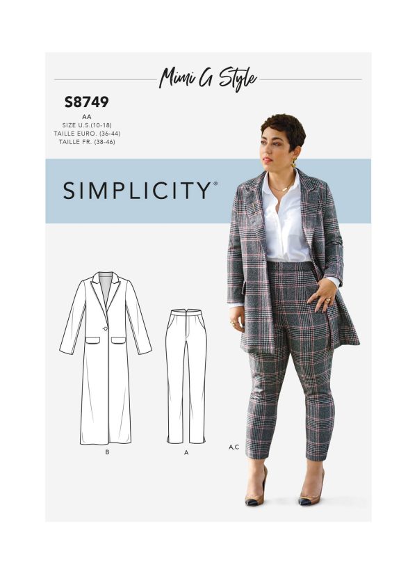 Simplicity PDF Pattern 8749 Women's / Plus Size Mimi G Style Coat and Pant