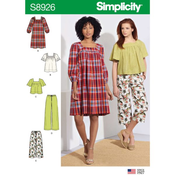 Simplicity Sewing Pattern S8926 Misses' Dress, Tops, and Trousers