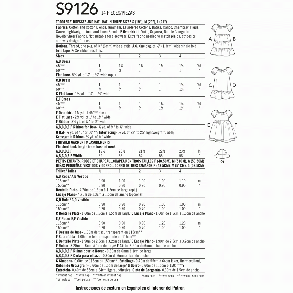 Simplicity Sewing Pattern S9126 Toddlers' Dresses