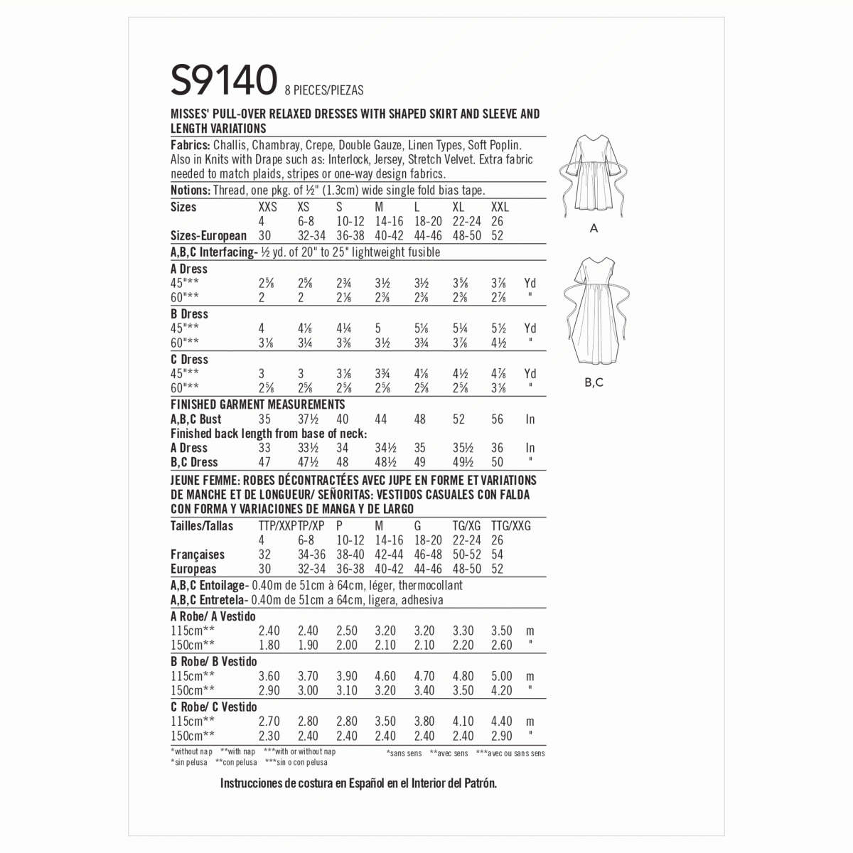 Simplicity Sewing Pattern S9140 Misses' Relaxed Pull-on Dress