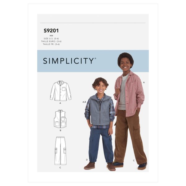 Simplicity Sewing Pattern S9201 Children's and Boys' Shirt, waistcoat and Pull-On Trousers