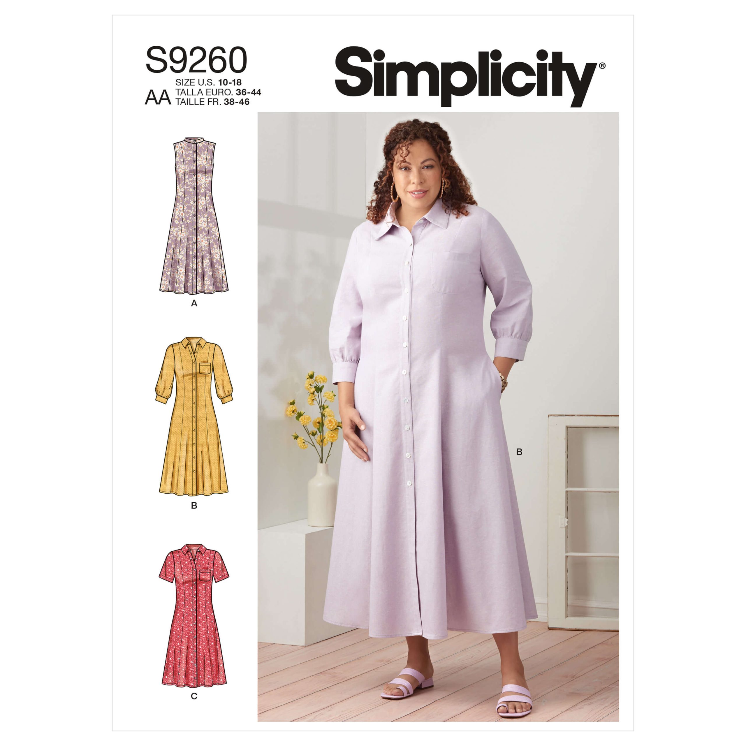 Simplicity Sewing Pattern S9260 Misses' and Women's Button Front Dresses