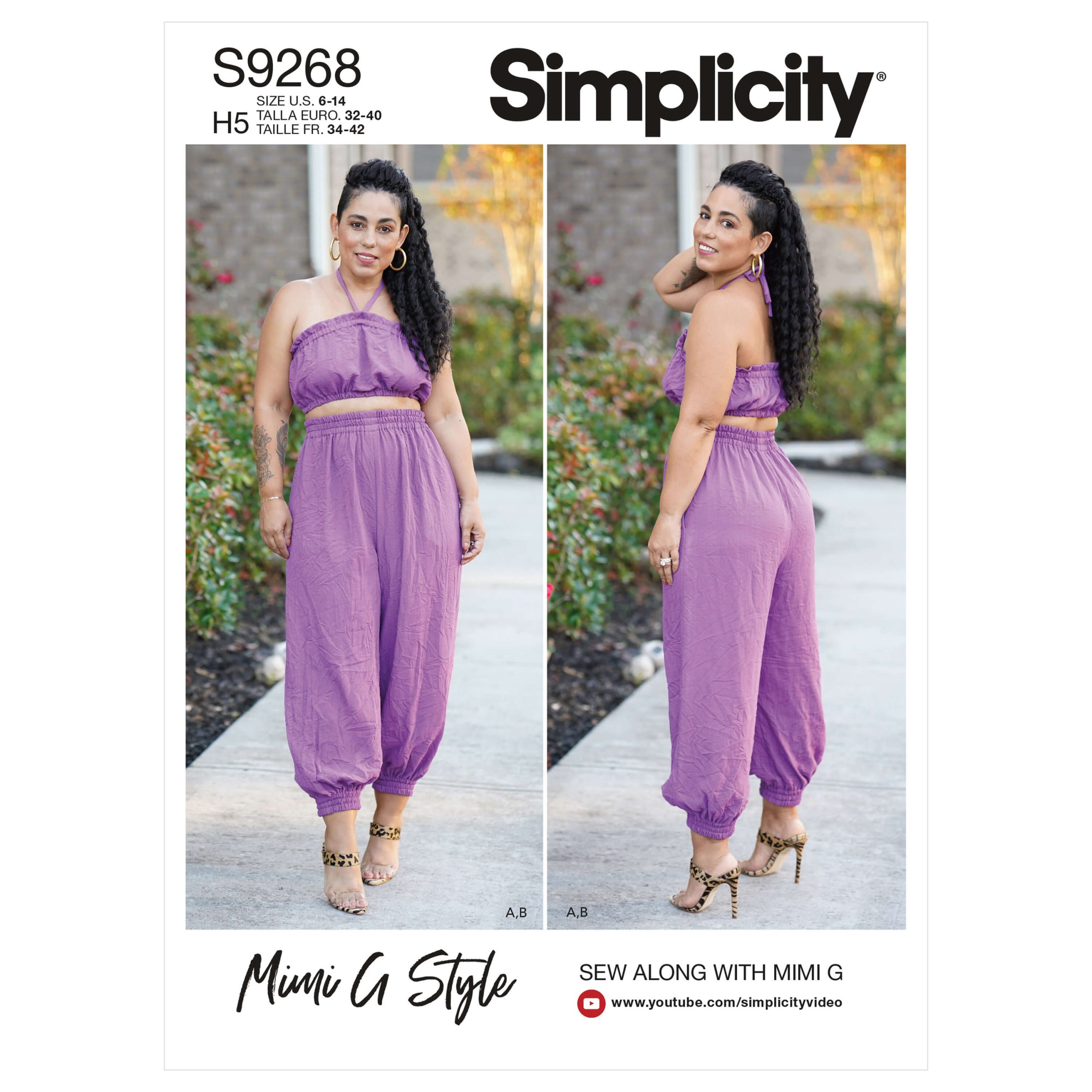 Simplicity Sewing Pattern S9268 Mimi G Misses' Bra Top and Pull-on Trousers